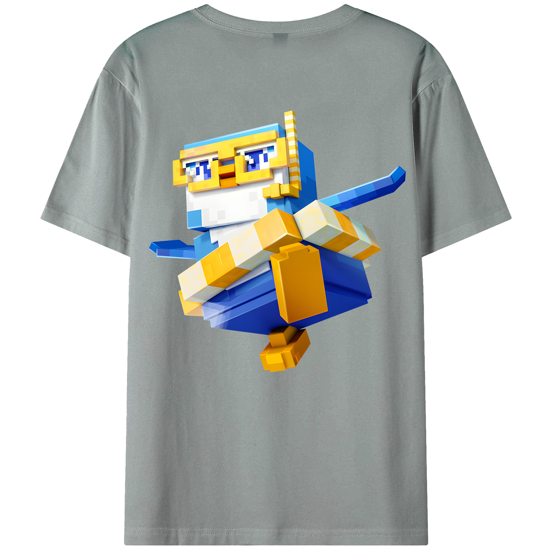 （画像用） マインクラフト ブロックの世界 Minecraft MC Block world 綿100％ メンズ半袖Tシャツ（バックプリント） 通気性